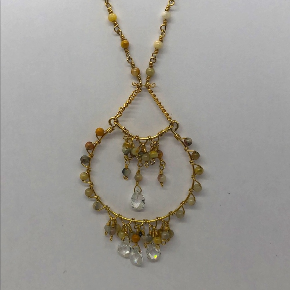 Wire wrapped crystal and quartz necklace